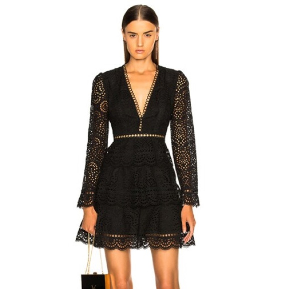 Zimmermann Tali Black Tiered Swirl Dress 1